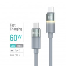 Кабель ColorWay USB Type-C - USB Type-C (M/M), warm light, 3А, 1 м, Grey (CW-CBPDCC092-GR)