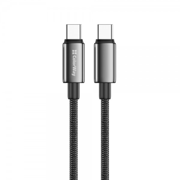 Кабель ColorWay USB Type-C - USB Type-C (M/M), zinc alloy braided, 5А, 1 м, Black (CW-CBPDCC098-BK)