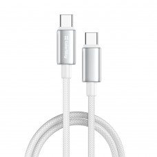 Кабель ColorWay USB Type-C - USB Type-C (M/M), zinc alloy braided, 5А, 1 м, White (CW-CBPDCC098-WT)