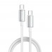 Кабель ColorWay USB Type-C - USB Type-C (M/M), zinc alloy braided, 5А, 2 м, White (CW-CBPDCC099-WT)