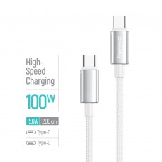 Кабель ColorWay USB Type-C - USB Type-C (M/M), zinc alloy braided, 5А, 2 м, White (CW-CBPDCC099-WT) Кабель ColorWay USB Type-C - USB Type-C (M/M), zinc alloy braided, 5А, 2 м, White (CW-CBPDCC099-WT)