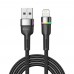 Кабель Essager Colorful LED USB - Lightning (M/M), 2.4A, 2 м Black (EXCL-XCDA01)