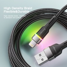 Кабель Essager Colorful LED USB - Lightning (M/M), 2.4A, 2 м Black (EXCL-XCDA01)