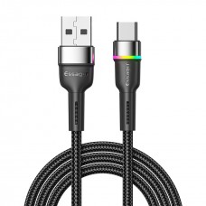 Кабель Essager Colorful LED USB - USB Type-C (M/M), 1 м Black (EXCT-XCD01)