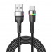Кабель Essager Colorful LED USB - USB Type-C (M/M), 1 м Black (EXCT-XCD01)