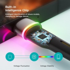 Кабель Essager Colorful LED USB - USB Type-C (M/M), 1 м Black (EXCT-XCD01)