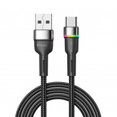 Кабель Essager Colorful LED USB - USB Type-C (M/M), 3A, 2 м Black (EXCT-XCDA01)