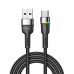 Кабель Essager Colorful LED USB - USB Type-C (M/M), 3A, 2 м Black (EXCT-XCDA01)