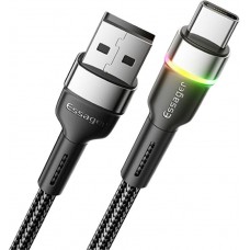 Кабель Essager Colorful LED USB - USB Type-C (M/M), 3A, 2 м Black (EXCT-XCDA01)