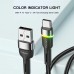 Кабель Essager Colorful LED USB - USB Type-C (M/M), 3A, 2 м Black (EXCT-XCDA01)