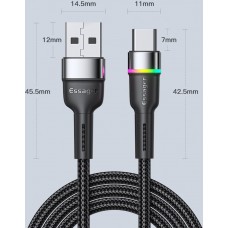 Кабель Essager Colorful LED USB - USB Type-C (M/M), 3A, 2 м Black (EXCT-XCDA01)