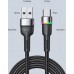 Кабель Essager Colorful LED USB - USB Type-C (M/M), 3A, 2 м Black (EXCT-XCDA01)