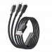 Кабель Essager Simple 3 in 1 USB - MicroUSB+USB Type-C+Lightning (M/M), 100W, 1.2 м Black (EXCMTL-JJ01-P)