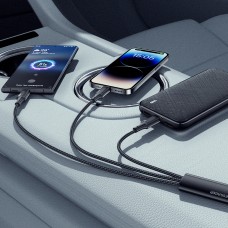 Кабель Essager Simple 3 in 1 USB - MicroUSB+USB Type-C+Lightning (M/M), 100W, 1.2 м Black (EXCMTL-JJ01-P)