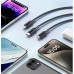 Кабель Essager Simple 3 in 1 USB - MicroUSB+USB Type-C+Lightning (M/M), 100W, 1.2 м Black (EXCMTL-JJ01-P)