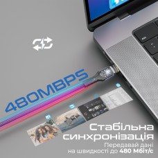 Кабель Promate Lucidline-CC120 USB Type-C - USB Type-C (M/M), 5 A, 100 W, 1.2 м, Black (lucidline-cc120.black)
