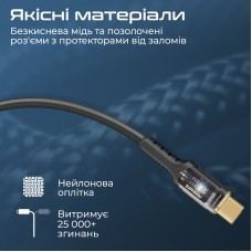 Кабель Promate Lucidline-CC120 USB Type-C - USB Type-C (M/M), 5 A, 100 W, 1.2 м, Black (lucidline-cc120.black)