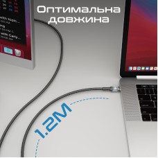 Кабель Promate Lucidline-CC120 USB Type-C - USB Type-C (M/M), 5 A, 100 W, 1.2 м, Black (lucidline-cc120.black)