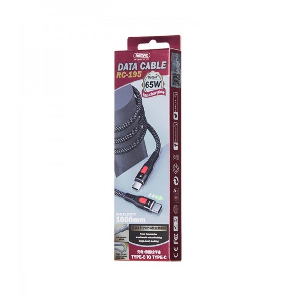 Кабель Remax Lesu USB Type-C - USB Type-C 65W, 1м, Black (RC-195)