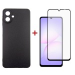 Чохол-накладка Dengos Carbon для Samsung Galaxy A07 Black (DG-KM-162) + захисне скло Чохол-накладка Dengos Carbon для Samsung Galaxy A07 Black (DG-KM-162) + захисне скло