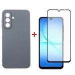 Чохол-накладка Dengos Carbon для Samsung Galaxy A17 Grey (DG-KM-161) + захисне скло Чохол-накладка Dengos Carbon для Samsung Galaxy A17 Grey (DG-KM-161) + захисне скло
