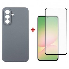 Чохол-накладка Dengos Carbon для Samsung Galaxy A56 SM-A566 Grey (DG-KM-138) + захисне скло