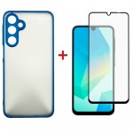 Чохол-накладка Dengos Matt для Samsung Galaxy A16 SM-A165 Blue (DG-KM-118) + захисне скло Чохол-накладка Dengos Matt для Samsung Galaxy A16 SM-A165 Blue (DG-KM-118) + захисне скло