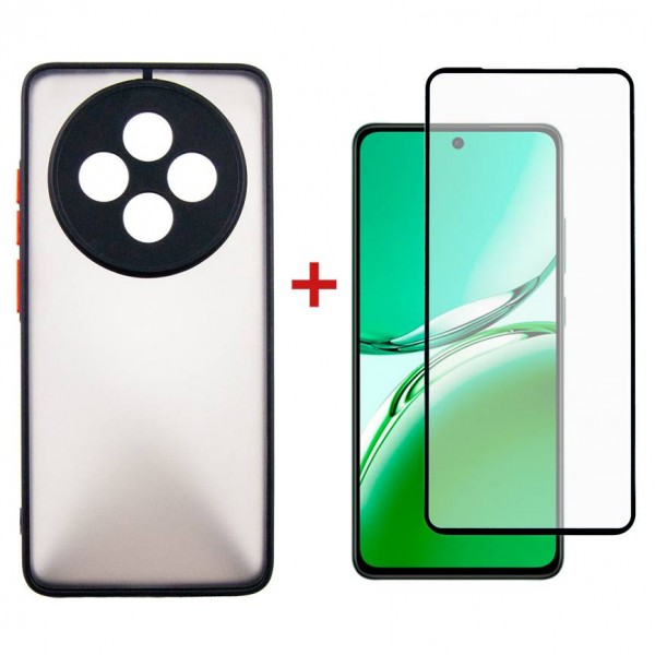 Чохол-накладка Dengos Matte для Oppo Reno 12F 4G Black (DG-KM-157) + захисне скло