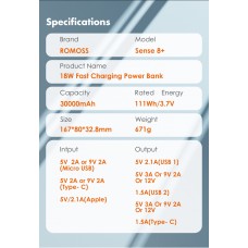 Універсальна мобільна батарея Romoss Sense8+ 30000mAh White (PHP30-401-02) Універсальна мобільна батарея Romoss Sense8+ 30000mAh White (PHP30-401-02)