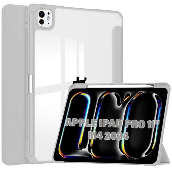 Чохол-книжка BeCover Soft Edge TPU з кріпленням Apple Pencil для Apple iPad Pro 11" M4 2024 Gray (711715)