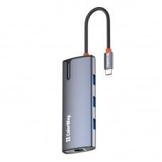 Док-станція СolorWay USB-C 6-в-1 Type C PD 100W/USB3.0х3/HDMI 4К/RJ45 (CW-HUB02)