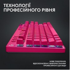 Клавiатура бездротова Logitech G PRO X TKL Lightspeed Magenta (920-012159)