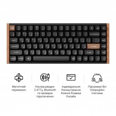 Клавіатура бездротова Keychron K2 HE Magnetic Switch Black RGB (K2H-F1-UA)