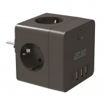 Мережевий адаптер 2E 4xТип F, 16A, 3xUSB-A, 1x USB-C, чорний (2E-AD431BK) Мережевий адаптер 2E 4xТип F, 16A, 3xUSB-A, 1x USB-C, чорний (2E-AD431BK)