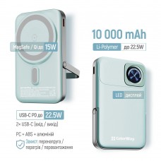Універсальна мобільна батарея ColorWay 15W MagSafe Watch Wireless 10000mAh Aquamarine (CW-PB100LPA2MT-WPDD)