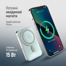 Універсальна мобільна батарея ColorWay 15W MagSafe Watch Wireless 10000mAh Aquamarine (CW-PB100LPA2MT-WPDD)