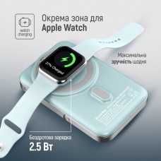 Універсальна мобільна батарея ColorWay 15W MagSafe Watch Wireless 10000mAh Aquamarine (CW-PB100LPA2MT-WPDD)
