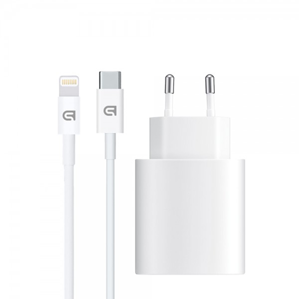 Сетевое зарядное устройство ArmorStandart AMHJ83 20W 1Type-C White + кабель Type-C-Lightning (ARM77724)
