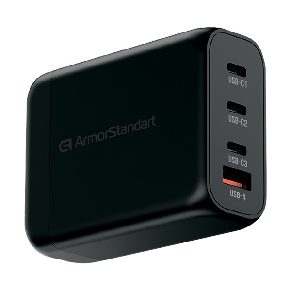 Сетевое зарядное устройство ArmorStandart Resolute Power ARP-131 PD 100W GaN 3Type-C 1USB 5A Black (ARM70024)