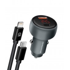 Автомобильное зарядное устройство ArmorStandart AR-C43 1Type-C 1USB PD 30W 3A QC 3.0 Grey + кабель Type-C-Lightning (ARM82462)