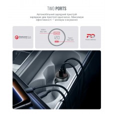 Автомобильное зарядное устройство ArmorStandart AR-C43 1Type-C 1USB PD 30W 3A QC 3.0 Grey + кабель Type-C-Lightning (ARM82462)