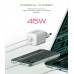 Сетевое зарядное устройство ArmorStandart AR372 45W GaN 1Type-C 1USB 3A White (ARM77550)