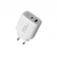 Сетевое зарядное устройство ArmorStandart Poweraze 45W GaN Type-C + USB-A White (ARM90431)
