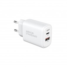 Сетевое зарядное устройство ArmorStandart Poweraze 45W GaN Type-C + USB-A White (ARM90431)