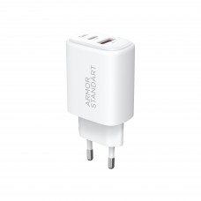 Сетевое зарядное устройство ArmorStandart Poweraze 45W GaN Type-C + USB-A White (ARM90431)