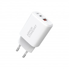 Сетевое зарядное устройство ArmorStandart Poweraze 45W GaN Type-C + USB-A White (ARM90431)