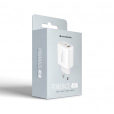 Сетевое зарядное устройство ArmorStandart Poweraze 45W GaN Type-C + USB-A White (ARM90431)