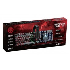 Комплект клавиатура + мышь Piko GX200 Black (1283126489808) + гарнитура, коврик