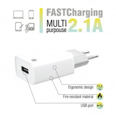 Сетевое зарядное устройство Piko TC-121 1USB 2.1A 10W White (1283126492181)