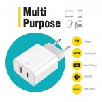 Сетевое зарядное устройство Piko TC-PD202 1USB 1Type-C PD 20W 3A White (1283126515132)